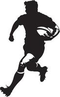 evadir defensor rugby jugador ejecutando un lado paso, negro silueta. vector