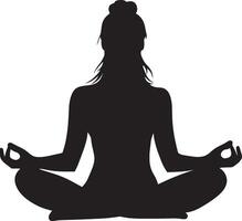 A person sitting in Easy Pose, cross-legged with hands on knees, calm and peaceful, full-length silhouette . vector