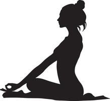 A person sitting with legs extended, bending forward to touch their feet, arms reaching toward the toes, full-length silhouette . vector