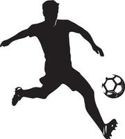 Ball Trap Silhouette A player using their foot, thigh, or chest to cushion and control the ball after it passed to them. full length silhouette black illustration vector