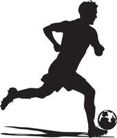 Attacking Run Silhouette A player running toward the goal, preparing to receive a pass and take a shot or make a cross. full length silhouette black illustration vector