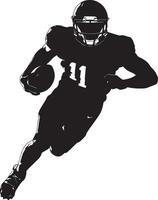 Tracking Back Silhouette A player running back on defense, eyes focused on an opponent or the ball as they try to intercept or block. full length silhouette black illustration vector