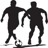 A player staying close to an opponent, shadowing their every move to prevent the pass, full-length silhouette . vector