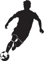 A player passing the ball backward with their heel to surprise the defense, full-length silhouette . vector