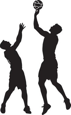 Lob Pass Silhouette A player lifting the ball in a soft arc over a defender's head to a teammate. full length silhouette black illustration