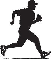 A player rounding third base, charging home with arms in full motion, full-length silhouette . vector