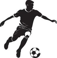 A player using their body to cushion and control the ball, trapping it after the pass, full-length silhouette . vector