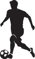 A player executing a Cruyff Turn, using the inside of their foot to drag the ball behind them, full-length silhouette . vector