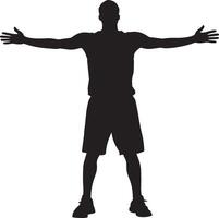 Screening Silhouette A player setting a screen for a teammate, standing still with arms wide to block a defender. full length silhouette black illustration vector