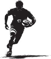 Spin Move Silhouette A player executing a spin move to evade a defender, with the ball rotating in their hands. full length silhouette black illustration vector