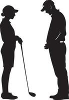 A golfer being guided by a coach, focusing on proper technique and posture. vector