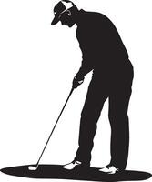 A golfer working on chip shots with precision near the green. vector