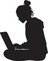 A person creating a digital media project on a laptop or computer. vector