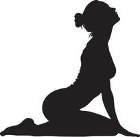 A person on hands and knees, arching and rounding their back in a flowing motion. vector