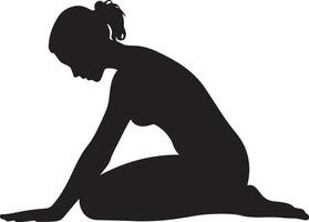 A person on all fours, performing rhythmic back movements from arch to round. vector