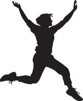 Jumping Jacks Silhouette A person in mid-motion, arms and legs spread wide as they perform jumping jacks. full length silhouette black illustration vector