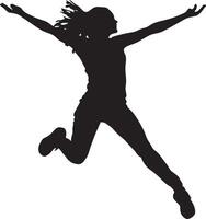 A person with arms and legs extended, executing a jumping jack. vector
