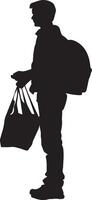 Volunteering Silhouette A student helping in a community or school service activity, vector