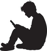 A student focused on an online learning game or app on a tablet or computer. vector