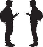 A person standing in front of the class, answering a question with confidence. vector