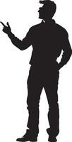 A student standing confidently, answering a question in front of the class. vector