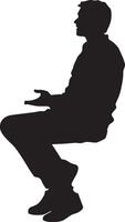 Participating in a Discussion Silhouette A student standing or sitting, speaking or sharing ideas with classmates. full length silhouette black illustration vector