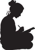 A business person writing down ideas or notes during a brainstorming session. vector