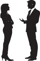 A business leader or manager giving feedback to an employee, while the employee listens carefully. vector