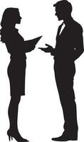 A business person standing, presenting a proposal or idea to a potential client. vector