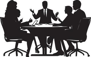 Group Collaboration Silhouette Professionals Engaged in Conversation vector