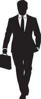 Silhouette of a suited man walking with a briefcase. vector