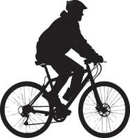 Cycling Silhouette A man riding a bicycle, leaning forward slightly. full length silhouette black illustration vector