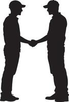 Business Handshake Silhouette A black image of two men shaking hands in a formal manner. vector