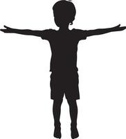 Gymnastics Pose Silhouette A child balancing on one leg with arms extended. full length silhouette black illustration vector