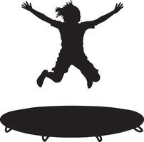 Trampoline Jumping Child Silhouette Full-length silhouette of a child soaring through the air with arms extended. vector