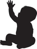 Silhouette of a Baby Waving Full-length black illustration of a baby sitting or standing with one hand raised in a wave. vector