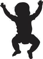 Silhouette of a Baby Dancing Full-length black illustration of a baby bouncing slightly with arms moving rhythmically. vector
