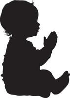 Silhouette of a Clapping Bab Full-length black illustration of a baby sitting, hands meeting in front of them. vector