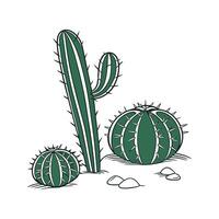 Vibrant Dwarf Cacti on Clean White vector