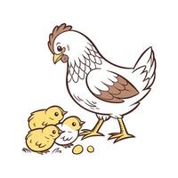 Vibrant Hen and Chicks Artwork vector
