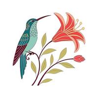 Artistic Hummingbird Plant Visualization vector