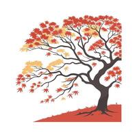 Stylized Japanese Maple Leaves on Bright Background vector