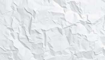 Close up of White Crumpled Paper Texture with Rough Surface and Artistic Design photo