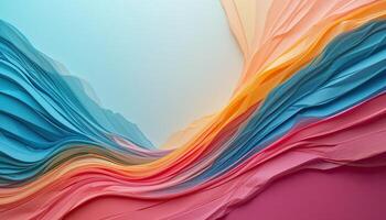 Abstract Wavy Paper Layers in Gradient Shades of Blue Peach Salmon and Pink photo