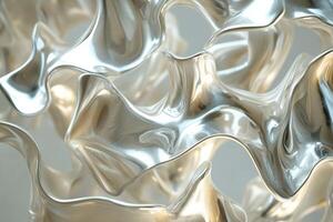 Abstract metallic sculpture with fluid forms and textures photo
