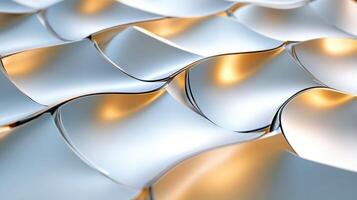 Smooth, reflective metal waves create an abstract pattern photo