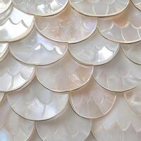 Decorative shell pattern with iridescent details on display photo
