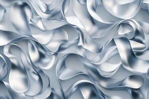 Flowing silver ribbons create an abstract texture design photo