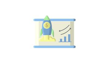 rocket presentation chart for business animated icon looping alpha channel motion graphic design video