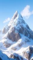 Snowy peak rises under a clear blue sky in winter photo